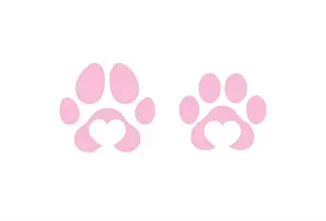 Trace Prints: Dog cat love paw print with heart shape vector illustration icon set