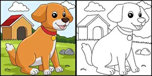Filled Color Prints: Dog Coloring Page Colored Illustration