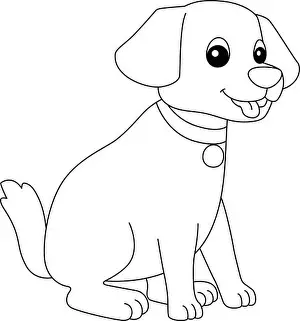 Dog Coloring Page Isolated for Kids