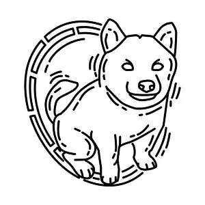Feng Shui Prints: Dog Feng Shui Symbols Part of Chinese New Year Accessories and Feng Shui Symbols Hand Drawn Icon Set Vector
