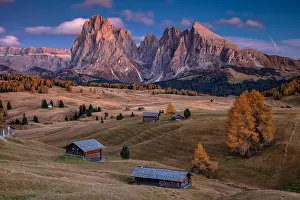 Dolomites. Landscape image of Seiser Alm a Dolomite plateau and the largest high-altitude Alpine meadow in Europe