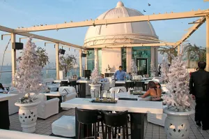 Urbane Prints: Dome Bar Cafe Pub Rooftop terrace Seafront Promenade Mumbai ( Bombay ) India Marine Drive