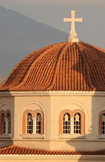 Albania Prints: The dome and cross of Saint Demetrius Orthodox Cathedral. Berat, Albania