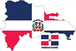 Globes Prints: Dominican Republic Map and Flag