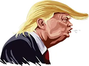 Forgiveness Prints: Donald Trump Cartoon Shouting, You're Fired! Caricature Vector
