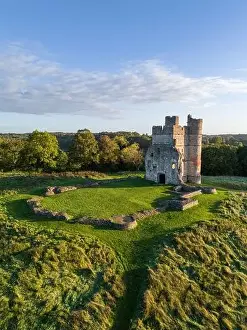 Grass Hill Prints: Donnington Castle Aerial View from the west Portrait Aspect