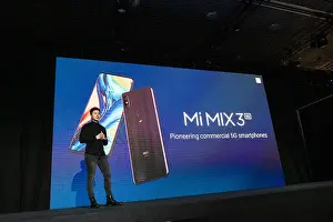 Smartphones Prints: Donovan Sung, director of Product Management Xiaomi Global is seen presenting the new Mi MIX3 during the event