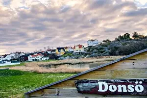 Illustrative Editorial Prints: Donsö, Gothenburg. A fisherman village located in the Gothenburg Archipelago