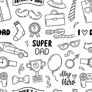 Necktie Prints: Doodle fathers day pattern. Male accessories and items
