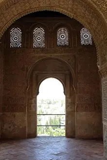 Arched Prints: Door and Arabic Calligraphy Art Carved on Alhambra – Granada, Spain, July 2024