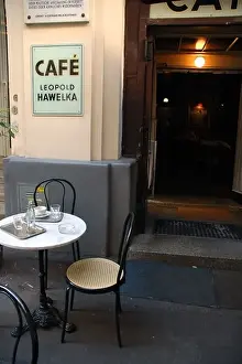 Cafe Prints: Doorway of the famous Cafe Hawelka in the First District of Vienna Austria No PR
