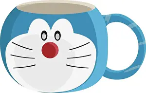 Vector Vectors Prints: Doraemon cup, illustration, vector on a white background