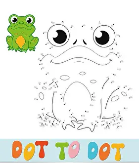 Frog Prints: Dot to dot puzzle. Connect dots game. frog illustration