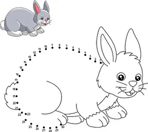 Colouring Book Prints: Dot to Dot Rabbit Coloring Page for Kids