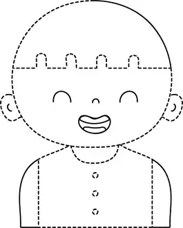 T Shirt Prints: dotted shape smile boy with hair and t-shirt design
