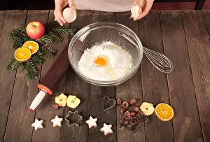 Jaws Prints: dough for biscuits is made with eggs and flour in a bowl