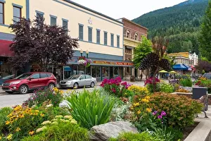 Shops Prints: Downtown street in Revelstoke, British Columbia, Canada