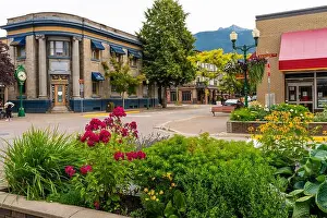 Shops Prints: Downtown street in Revelstoke, British Columbia, Canada