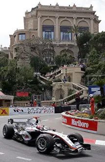 Formula 1 Prints: (dpa) - Finnish Formula One driver Kimi Raikkonen of McLaren Mercedes leads the Monaco Grand Prix in Monte Carlo