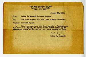 Reporting Prints: Dr. Esther E. Leonard sent this letter to the chief surgeon of the Sanitary Corps as a monthly personal report