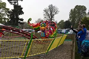 Gravel Prints: A dragon ride with children in it in the Blair Drummond Safari park near Stirling