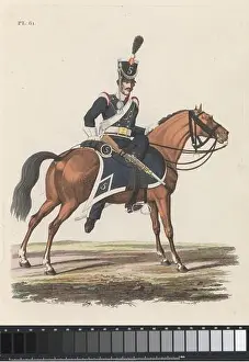 Mounted Prints: Dragonder, on horseback, 1826 A Dutch drago by the Regiment Lige Dragonders No 5