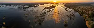 Zambezi River Prints: A dramatic aerial perspective of the Zambezi river in Zimbabwe's Zambezi National Park