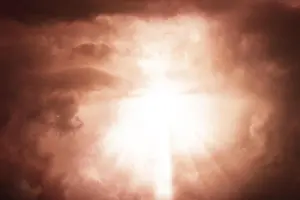 Judgment Prints: Dramatic apocalyptic clouds background with light rays