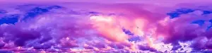 Dramatic magenta sunset sky panorama with Cumulus clouds