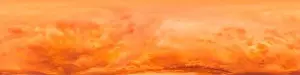 Cumulonimbus Prints: Dramatic overcast sky panorama with glowing golden orange clouds