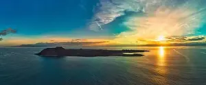Lobos Prints: dramatic sunrise over Lobos island and Flag Beach near Corralejo Fuerteventura