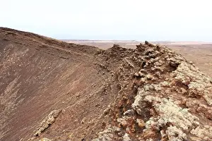 Scenic Background Prints: the Dramatic volcanic red deserted crater of Calderon Hondo volcano near to Corralejo