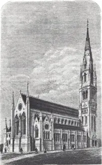 Churches Prints: A drawing from 1871 depicting St