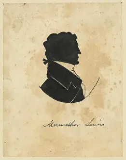 Personality Prints: A drawing in ink over a graphite underdrawing of the silhouette of Lewis