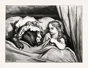 The Past Prints: Drawing of the Little Red Riding Hood