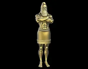 Salvation Prints: Dream Statue of King Nebuchadnezzar's Gold Golden (Daniel's Prophecies) Presentation 3D Illustration