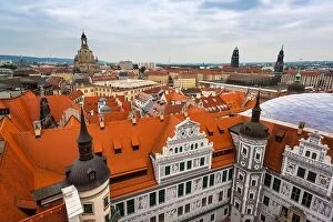 Images Dated 22nd September 2013: Dresden, Germany rooftops and cathedrals skyline