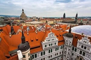 Images Dated 22nd September 2013: Dresden, Germany rooftrops and cathedrals skyline