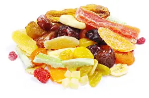 Strawberries Prints: dried fruits collection on white