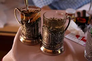 Casual Attire Prints: Drinking tea on a train in Russia