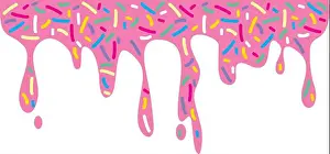Melt Prints: Dripping Donut Glaze and Sprinkles. Vector Illustration