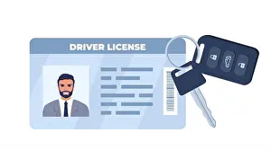 Sign Vector Vectors Prints: Driver License ID card and Car key with Charm of the alarm system