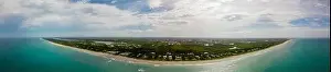 Stitched Photo Prints: Drone aerial panorama Jupiter Beach Island Florida USA circa 2023