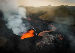 Drone aerial photo of Icelands 2023 Iceland Volcano Eruption
