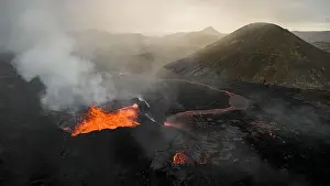 Tectonic Prints: Drone aerial photo of Icelands 2023 Iceland Volcano Eruption