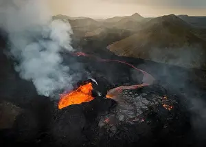 Drone aerial photo of Icelands 2023 Iceland Volcano Eruption