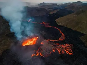 Tectonic Prints: Drone aerial photo of Icelands 2023 Iceland Volcano Eruption