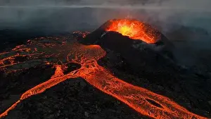 Drone aerial photo of Icelands 2023 Iceland Volcano Eruption