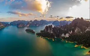 Thani Prints: Drone aerial shot, top view of Khao Sok National Park