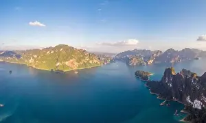 Thani Prints: Drone aerial shot, top view of Khao Sok National Park